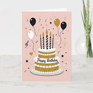 Golden Glitter Birthday Card