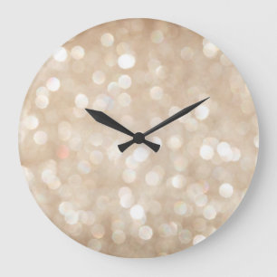 Golden glitter, blurred Christmas background. Large Clock