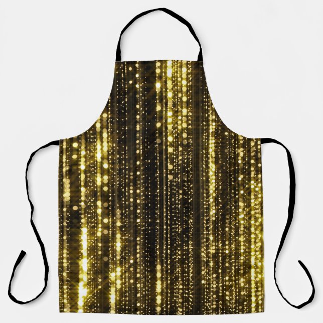 Golden Glitter: Bokeh Particles Background Apron (Front)