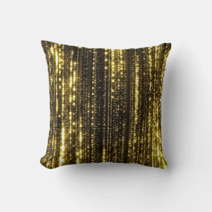 Golden Glitter: Bokeh Particles Background Cushion