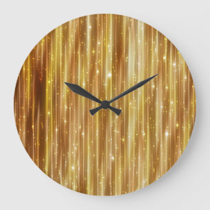 Golden Glitter: Bright Abstract Background. Large Clock