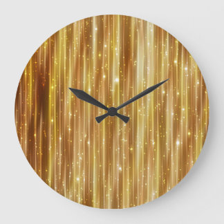 Golden Glitter: Bright Abstract Background. Large Clock