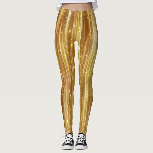 Golden Glitter: Bright Abstract Background. Leggings (Front)