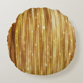 Golden Glitter: Bright Abstract Background. Round Cushion