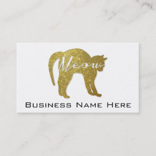 Golden Glitter Cat, Meow Quote Business Card