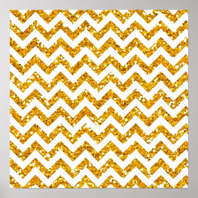 Golden Glitter Chevron Pattern Poster (Front)