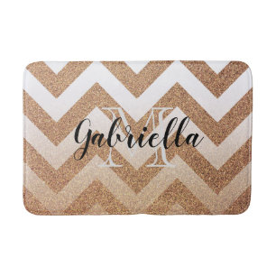 Golden Glitter Chevrons Bath Mat