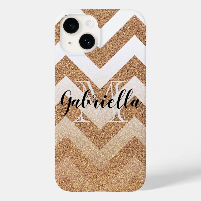 Golden Glitter Chevrons Case-Mate iPhone Case (Back)