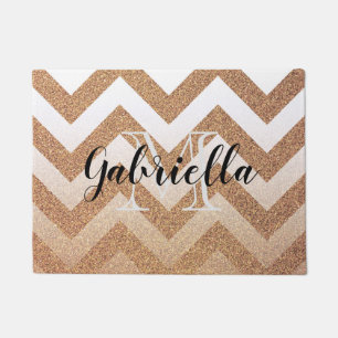 Golden Glitter Chevrons Doormat