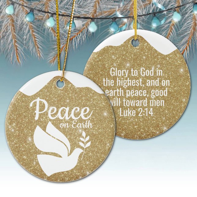 Golden Glitter Christmas Luke Bible Verse ⛪️ 🎄 Ceramic Tree Decoration (golden glitter christian decor yuletide design faith keepsake divine message seasonal hanging
🎄🕊⛪️)