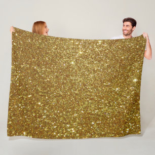 Golden Glitter Digital Print Fleece Blanket
