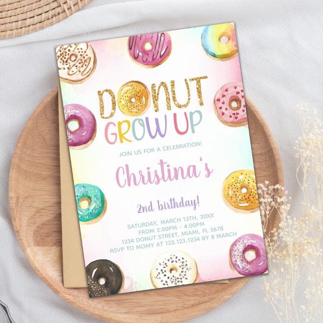 Golden Glitter Donut Birthday Invitations (Golden Glitter Donut Birthday Invitations)