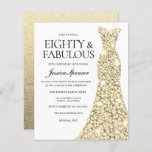 Golden Glitter Dress 80th Birthday Budget Invite<br><div class="desc">Golden Glitter Dress 80th Birthday Budget Invitation
A cheaper alternative than a standard invitation.</div>