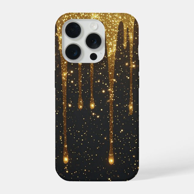 Golden Glitter Drip Elegance ✨ Luxury Sparkling iPhone Case (Back)