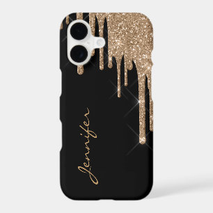 Golden Glitter Drips iPhone X Case