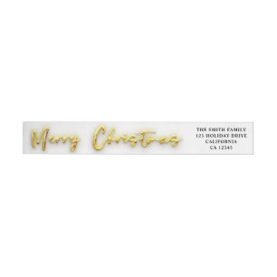 Golden Glitter Festive Holiday Merry Christmas Wrap Around Label