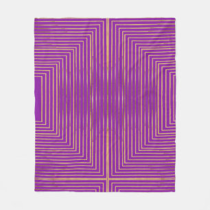 Golden Glitter Geometric Art Line Pattern Fleece Blanket