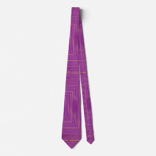Golden Glitter Geometric Art Line Pattern Tie