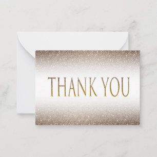 Golden Glitter Glam with Bold Centre Thank You Card