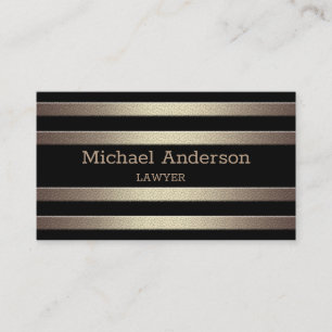 Golden glitter gradient striped lined stripes blac business card