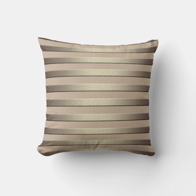 Golden glitter gradient striped lined stripes bron cushion (Front)