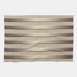 Golden glitter gradient striped lined stripes bron tea towel