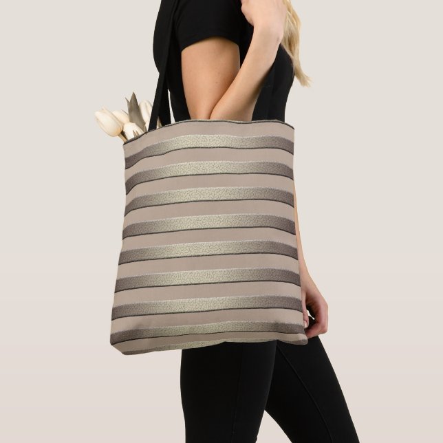 Golden glitter gradient striped lined stripes bron tote bag (Close Up)