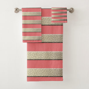 Golden glitter gradient striped lined stripes cora bath towel set