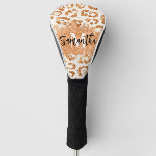 Golden Glitter Leopard Print Golf Head Cover