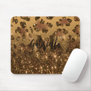 Golden Glitter Leopard Print Mouse Mat
