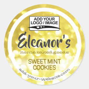 Golden Glitter Logo Cake Product Packaging Label