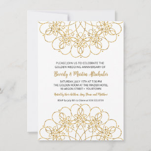 Golden Glitter Mandala 50th Wedding Anniversary Invitation