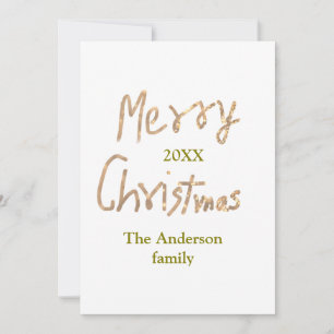 Golden glitter merry christmas add family name yea invitation