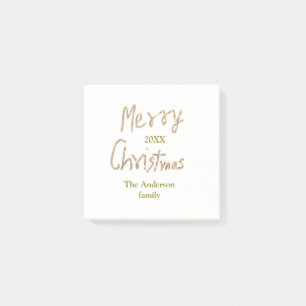 Golden glitter merry christmas add family name yea post-it notes