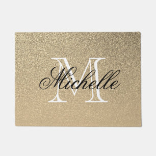 Golden Glitter Monogram Doormat