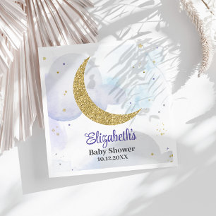Golden Glitter Moon Baby Shower Napkin