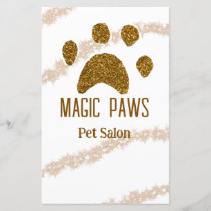 Golden glitter paws pet salon add name email websi