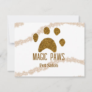 Golden glitter paws pet salon add name email websi card