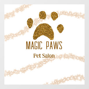 Golden glitter paws pet salon add name email websi window cling