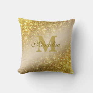 Golden glitter personalised cushion