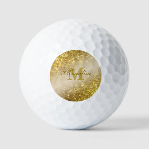 Golden glitter personalised  golf balls