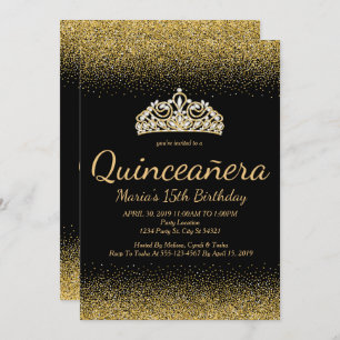 Golden Glitter, Quinceanera Invitations