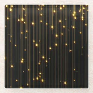 Golden Glitter Rain Light Curtain Glass Coaster