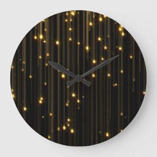 Golden Glitter Rain Light Curtain Large Clock