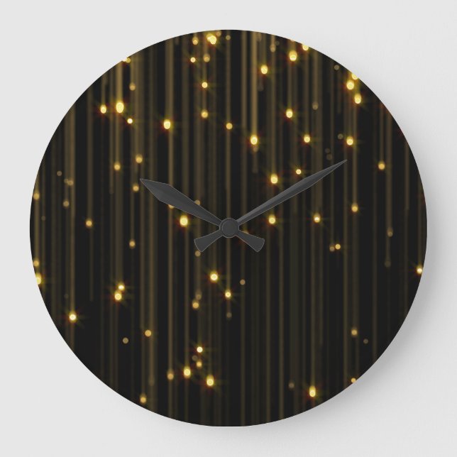 Golden Glitter Rain Light Curtain Large Clock (Front)