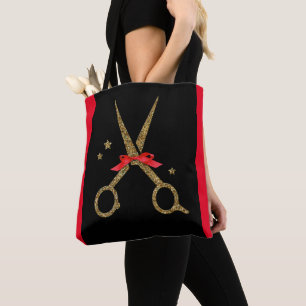Golden glitter scissors - Hair dresser stylist Tote Bag