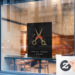 Golden glitter scissors - Hair dresser stylist Window Cling