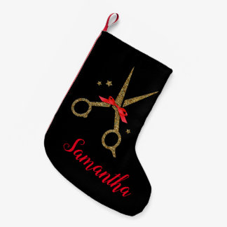 Golden glitter scissors - Hair stylist - Small Christmas Stocking