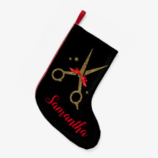 Golden glitter scissors - Hair stylist - Small Christmas Stocking