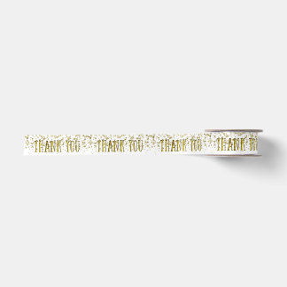 Golden Glitter Sequin Thank You Ribbon Satin Ribbon